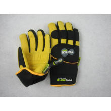 Gold Deerskin Anti Vibration Palm Black Spandex Back Work Glove